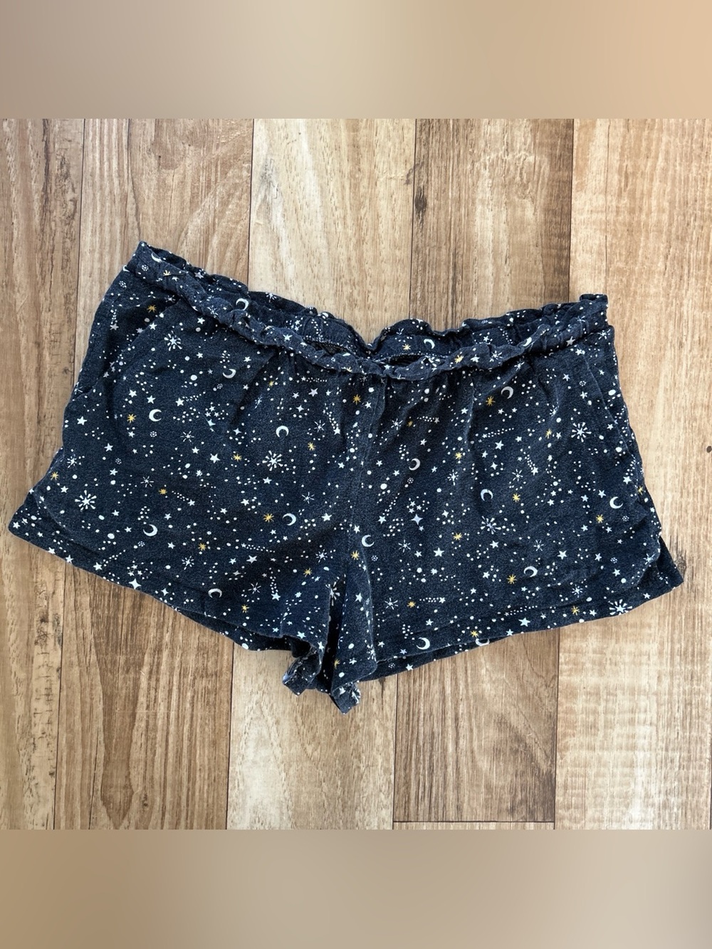 Secret Treasures Black Star & Moon Lounge Shorts with Gold Accents size S